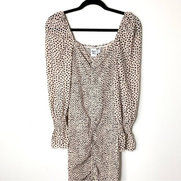 Princess Polly Kinsley Mini Dress Leopard print Ruffle Smocked Ruched Bodycon - Picture 4 of 16